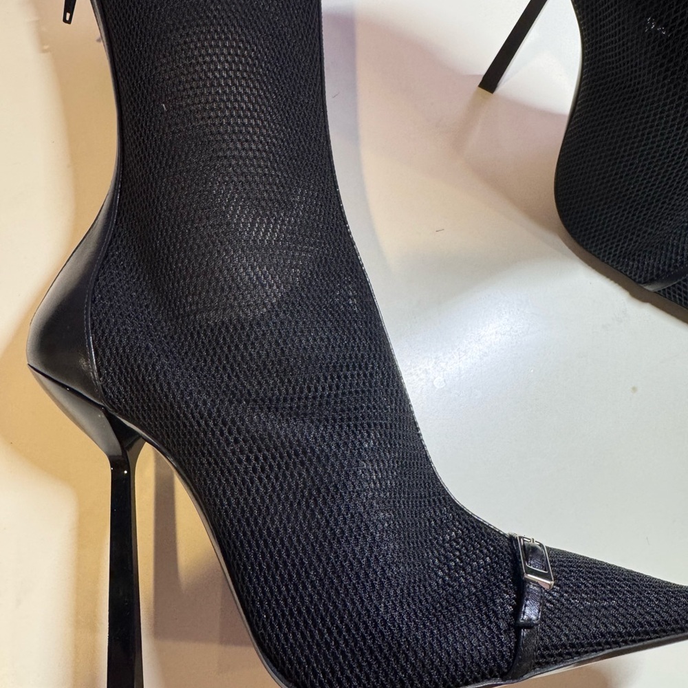 Saint Laurent Black Women's Mesh Boots - Picture 3 of 9
